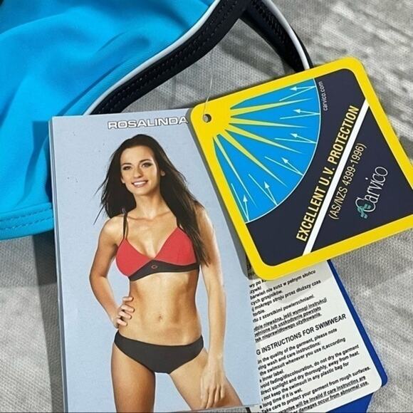 Blue Bikini Top Gwinner Sz 10 Aqua and Grey NWT Swimsuit - Picture 4 of 6